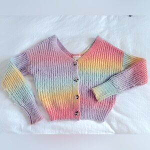 Jessica Simpson Rainbow V Neck knit Sweater cardigan multicolor size small